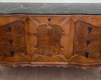 Antique Sideboard w Green Marble Top 
