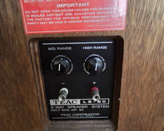 Vintage TEAC LS-80 Speakers Acoustic Suspension Cabinet 8 Ohms 60W - ($99.99)