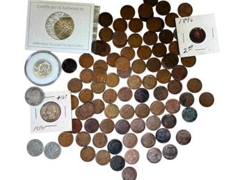 Mixed U.S. Coins Wheat Pennies, Silver Quarters and more