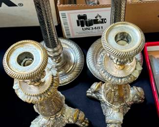 Heavy Silver Plate Candlesticks