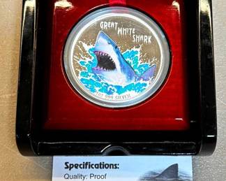 .999 Silver Proof Collectible Great White Shark Coin Perth Mint