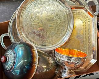 Silver Plate Trays and Serviceware