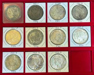 Morgan and Peace Silver Dollars