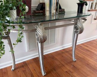 Glass top console table