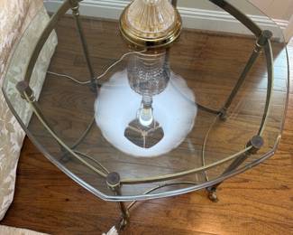 	#9	Glass and Brass Table 29x22	 $130.00 				