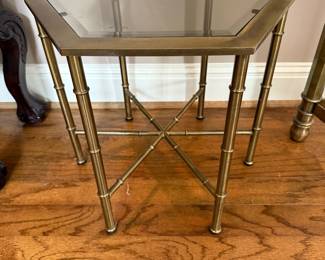 	#11	Glass & Brass side table 18x16x16	 $60.00 				
