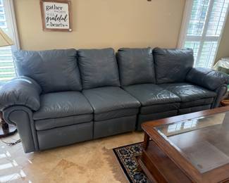 	#27	Leather Sofa with two end recliners 114"L	 $200.00 				