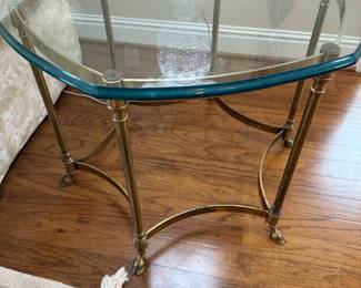 	#9	Glass and Brass Table 29x22	 $130.00 							