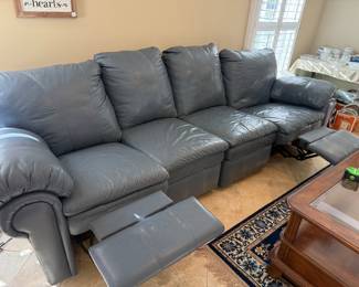 	#27	Leather Sofa with two end recliners 114"L	 $200.00 				
