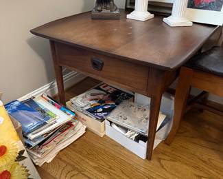 	#43	Mid Century Side Table with Drawer  29x28x20	 $30.00 				