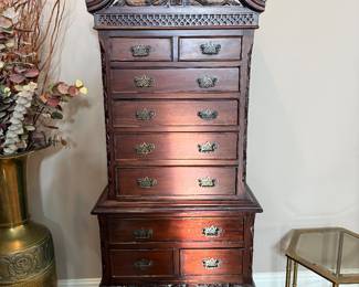 	#13	Antique Mahogany Chest on Chest  25x12x63	 $225.00 				