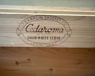 	#44	Ceraroma Solid White Cedar Franklin Shockley Co. Lexington NC 43x19x20	 $60.00 				