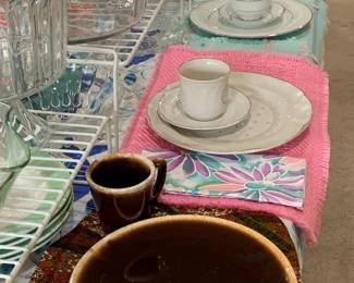 Sold as Sets Only: 6 dinner plates, 6 bowls, 6 cups and saucers, 6 placemats, 6 napkins.