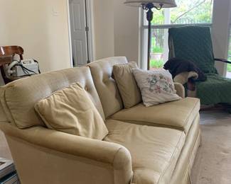 Couch, lamp, chairs. Living room furniture.