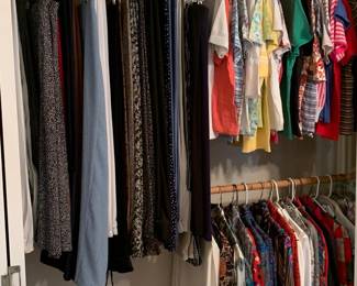 Ladies wide leg pants and blouses. Sized M-Petite Large. Excellent condition clothes.