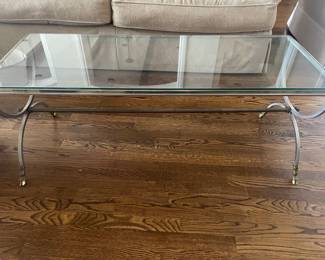 HEAVY GLASS AND IRON COFFEE TABLE - DESIGNER HAVE PAPERS 