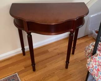 Classic Mahogany Finish Demilune Console Table