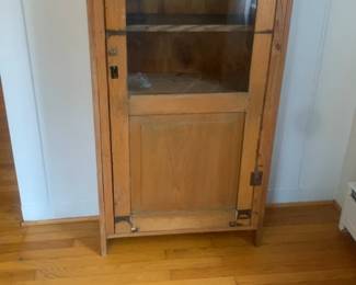 Rustic Wood Display Cabinet with Glass Door