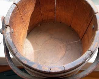Antique Wooden Stave Bucket with Handle