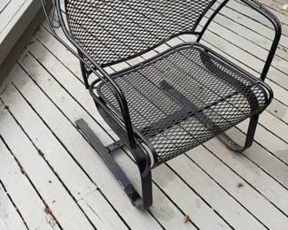 Wrought Iron Mesh Patio Lounge Chair with Floral Detail