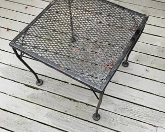 Square Wrought Iron Mesh Patio Side Table