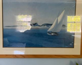 Framed Edward Hopper Coastal Sailboat Landscape Print