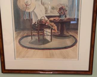 Shirley Lawrence Framed Watercolor Print of Serene Interior Scene Signed & Numbered