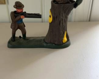 Vintage Cast Iron Bear Hunt Mechanical Bank