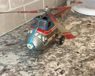 Vintage Momoya "Atlantic H-5" tin litho helicopter toy
