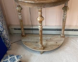 Rustic Semi-Circle Wood Console Table with Turned Legs