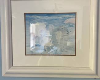 Framed Coastal Impressionist Beach Scene Art Print