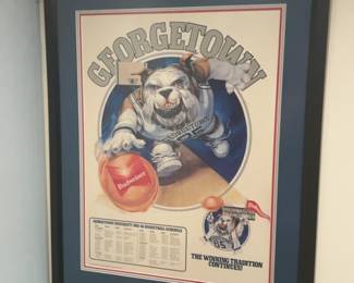 1985-86 Georgetown University Basketball Schedule Poster with Budweiser Branding