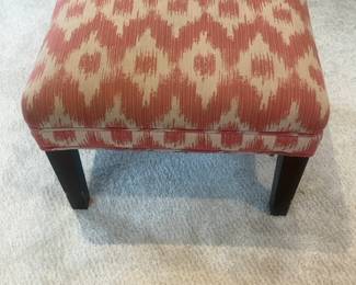 Modern Ikat Upholstered Ottoman with Tapered Legs