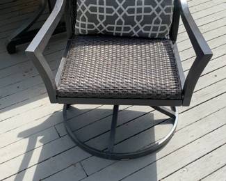 Agio Woven Wicker Swivel Patio Armchair with Lumbar Pillow