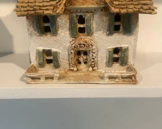 Vintage Hand-Painted Ceramic Cottage Candle Holder