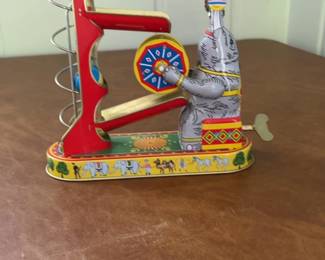 Vintage Elephant Ball Spiral Tin Wind-Up Toy