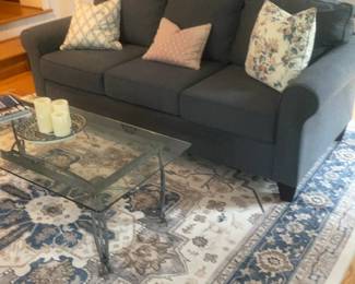 Modern Dark Gray 3-Seater Sofa with Rolled Arms