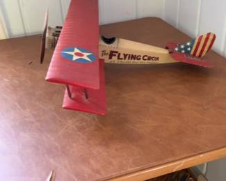 Vintage Style Red Biplane Model