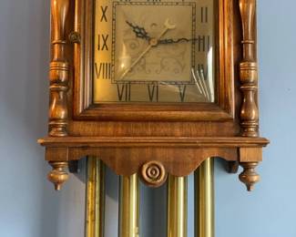 Vintage Wall Clock with Brass Tubular Chimes
