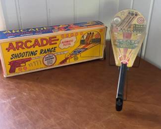 Vintage Louis Marx Arcade Shooting Range Game with Automatic Pistol