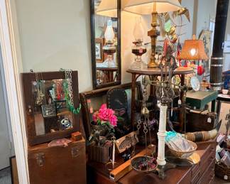Full view of this part of the living room. One of the resin tablets was made into a table, which has been helpful with all the crap we have!