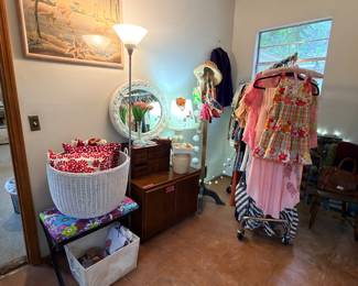I am sorry to report that some assholes broken to the house after we had the garage sale and stole 37 pieces of clothing! But, we still have some fine things left… plus some other fun things in this room