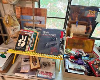 OK, so one of the shows that this artist curated at a museum was the gun show and there are so many interesting items here related to guns and what they do to people…