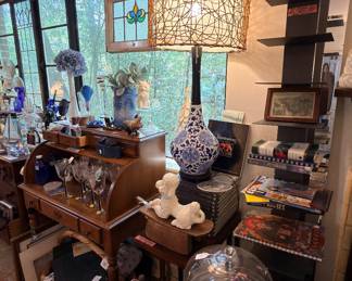 Pretty cool lamp there and that’s the one piece of stained glass we have but it looks great in this 1940s house with all these windows…
