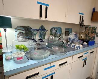 Another view of the blue in the kitchen with some of the artists postcard kaleidoscope on the walls…