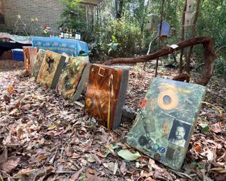 The famous self portrait tablets with all manner of detritus embedded in the resin….