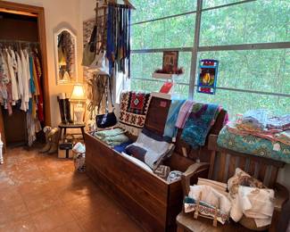 Linens and pillows oh my! there are some nice vintage chairs around the house…