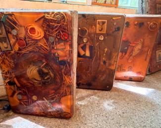 OK… Now we get to the Artist’s “Tablet“ series… Many of these concrete and resin pieces that he laid in all sorts of crazy ass objects. There are many in the house here and a lot more outside. This was a body of work that was quite popular. They are heavy though!