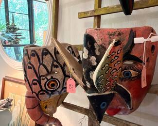 We got to know these masks intimately :-) When you first have to see over 50 masks you have nowhere to start, but then you become familiar as you handle them. They were all taken off high high up on the wall walls and cleaned...