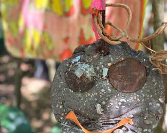 One  of the fun clown faces the artist produced over the years…